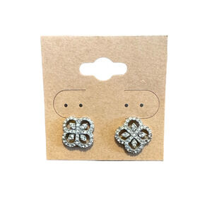 Silver Sparkling Floral Stud Earrings
